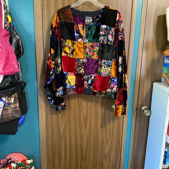 BANJO Jackets & Blazers - Colorful Patchwork Velvet Jacket VINTAGE EUC